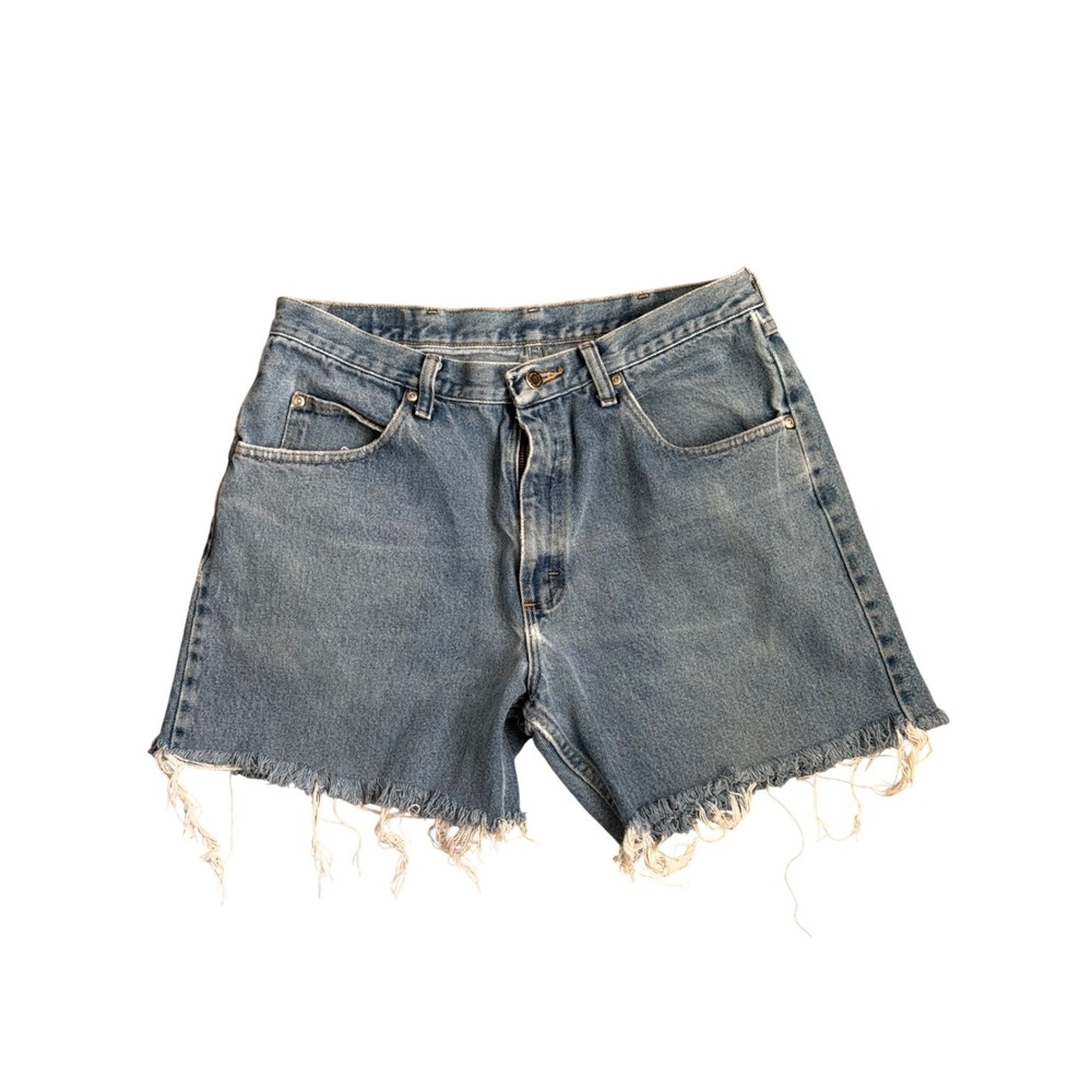 Wrangler Cut Off Denim Shorts Mens 34 Blue Relaxed Fit Frayed Hem 9760WDR